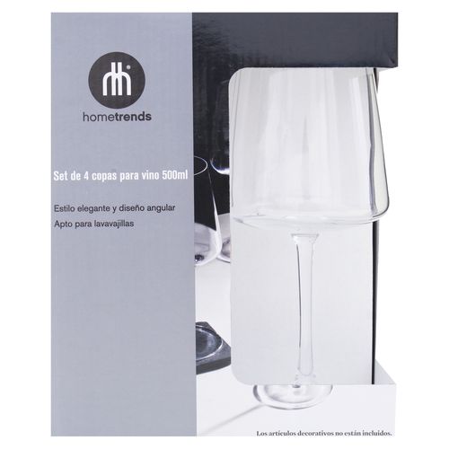 Copas de vidrio Home Trends para vino 4 uds -500 ml