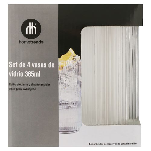 Vasos Home Trends De vidrio 4 uds -365 ml