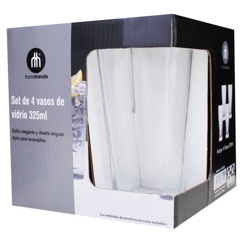 Vasos Home Trends de vidrio 4 uds -325 ml