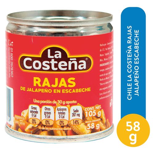 Chile La Costeña Rajas Jalapeño Escabeche - 58 g