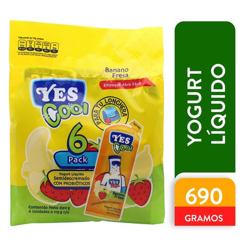 6 Pack Yogurt Yes Cool Banana Fresa - 690 g