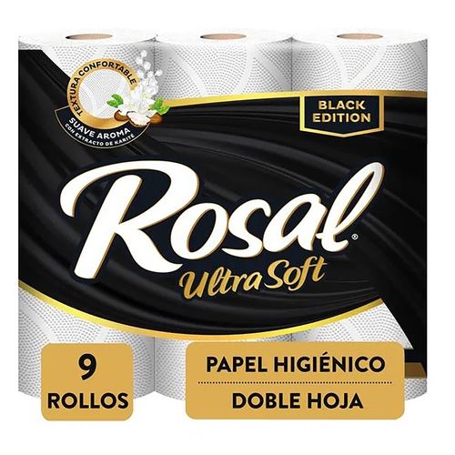 Papel Higiénico Rosal Black Edition, Doble Hoja - 9 Rollos