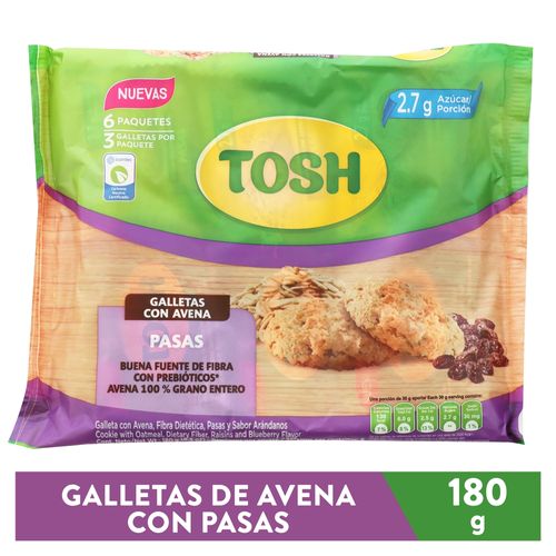 Galleta Tosh Avena Pasas 180 g