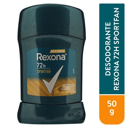 Desodorante Rexona Caballero SportFan, Protección Para Alto Rendimiento Barra - 50 g
