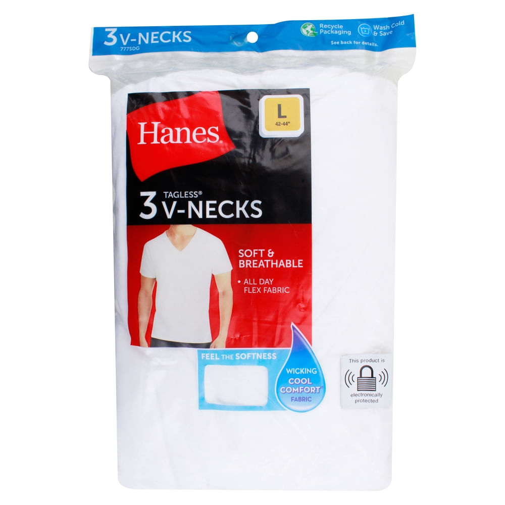 Hanes Uomo Bianco TAGLESS® Maglietta Intima Collo Giro 6-Pezzi