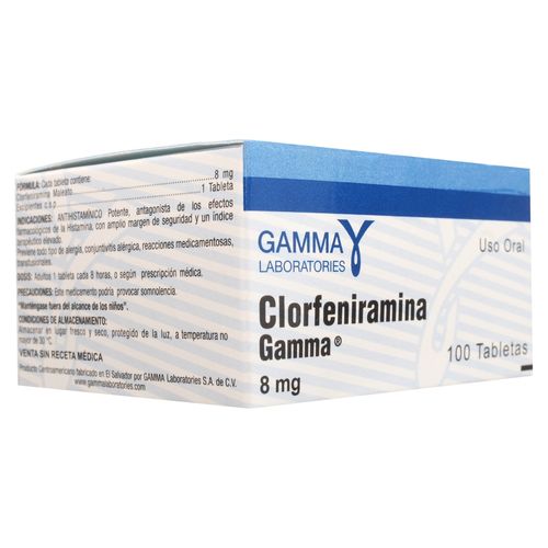 Clorfeniramina 8Mg 100 Tabletas - Precio Indicado por Unidad