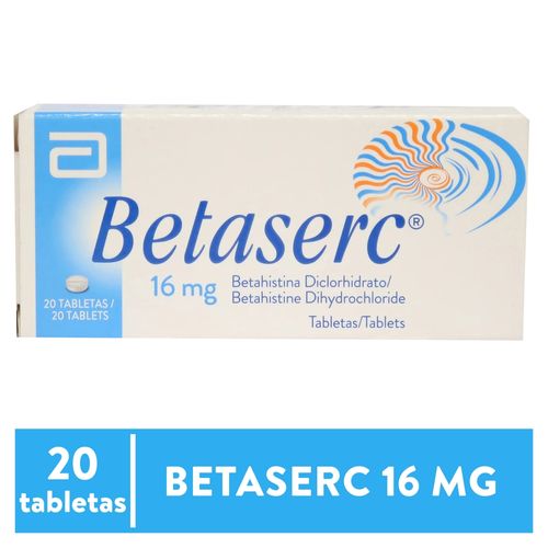 Betaserc Abbott 16 mg caja 20 tabletas - Precio indicado por tableta