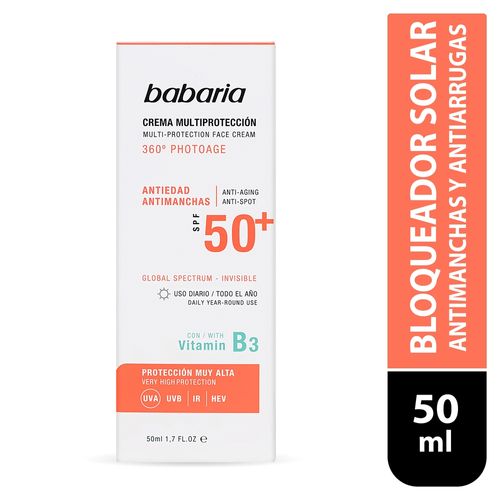Crema multiprotección Babaria antiedad para uso diario con vitamina B3 y FPS 50 - 50 ml