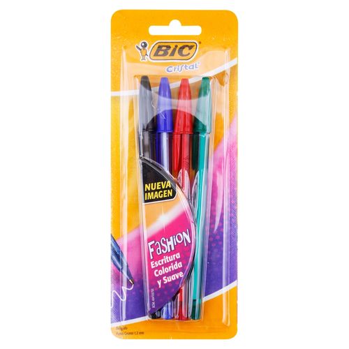 Boligrafo Bic Colores Vivos Fashion Bl-  4 Unidades