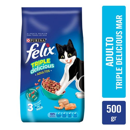 Alimento Felix Adulto Triple Delic Mar - 500 g