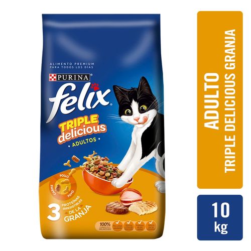 Alimento Félix para gatos adultos triple delicious de la granja - 10 kg
