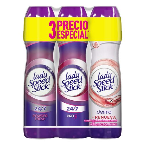 Desodorante Antitranspirante Lady Speed Stick Derma Pack 91 g 3 Pack