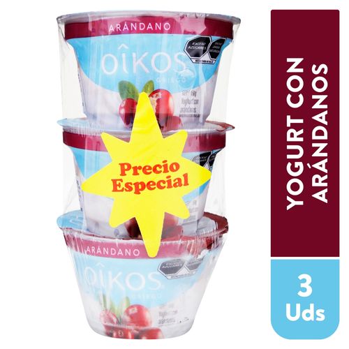 Yogurt Danone Oikos Arandano 3 pack - 450 g