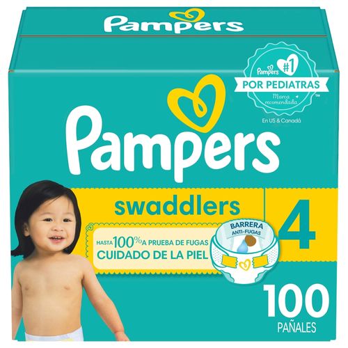 Pañales Pampers Swaddlers Talla 4, 10 a 17kg - 100 Uds