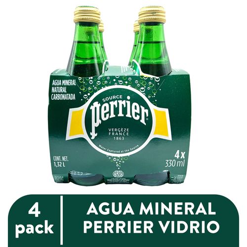 Agua Perrier Mineral 4 Pack Vidrio - 330 ml
