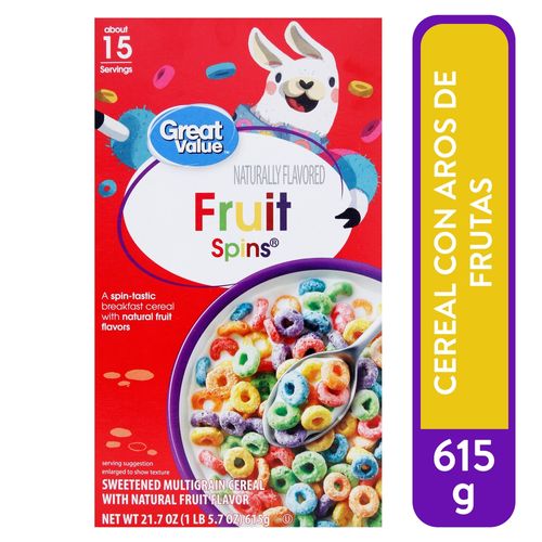 Cereal Great Value, Aros de Fruta - 615 g