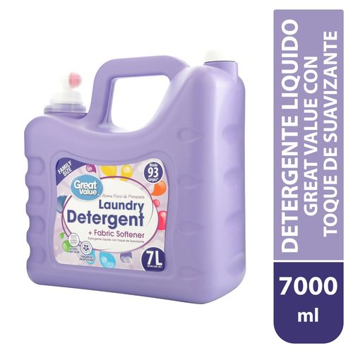 Detergente liquido Great Value para ropa con toque de suavizante -7000 ml