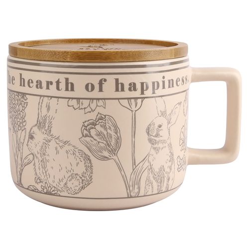 Ht Taza De Porcelana Tapa Bamboo 400Ml