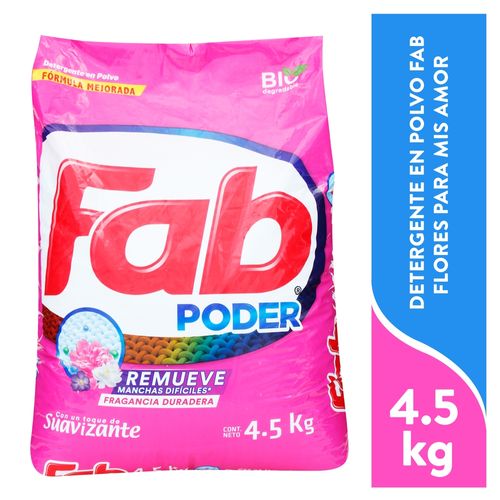 Detergente en Polvo Fab Flores Amores - 4500 g