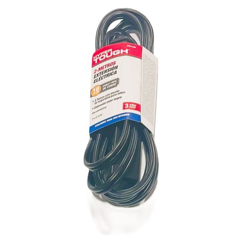 Extensión eléctrica Hyper Tough doméstica color negro -2 m
