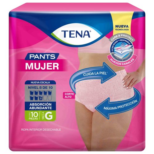 Ropa Interior Desechable Tena Pants Mujer Talla:G - 10Uds