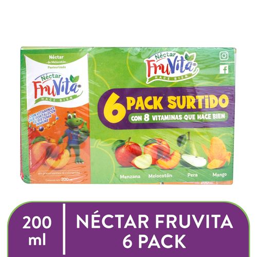 Jugos nectar Fruvita, 6 pack surtido -200 ml