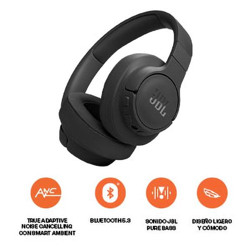 Auriculares circumaurales inalámbricos JBL Tune 770 cancelacion de ruido color Negro