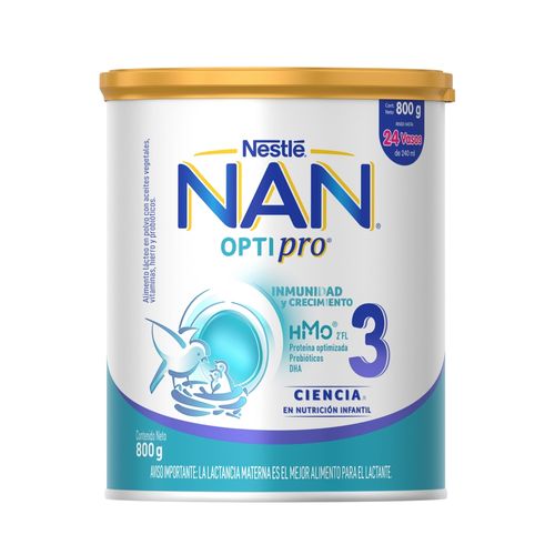 Alimento Lácteo Nan® Optipro® 3 Lata, Con Acetites Vegetales, Vitaminas, Hierro Y Probióticos - 800 g