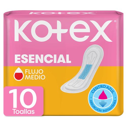 Toallas Femeninas Kotex Esencial Normal Sin Alas - 10 Unidades