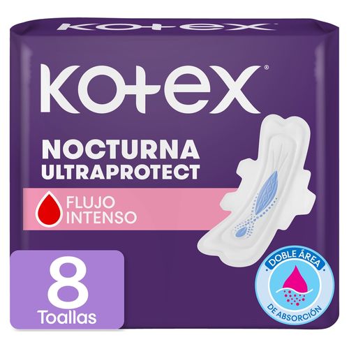 Toallas Femeninas Kotex Nocturna - 8 Unidades
