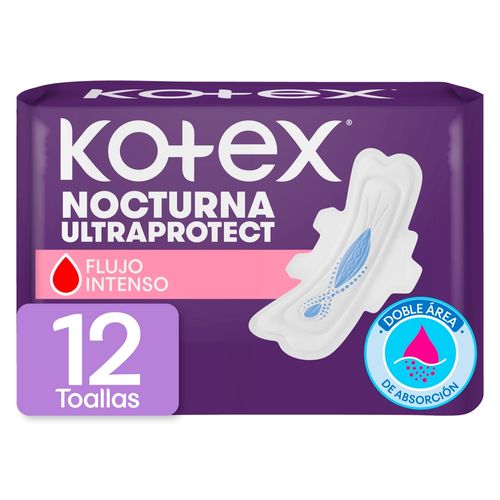 Toallas Femeninas Kotex Nocturna - 12 Unidades