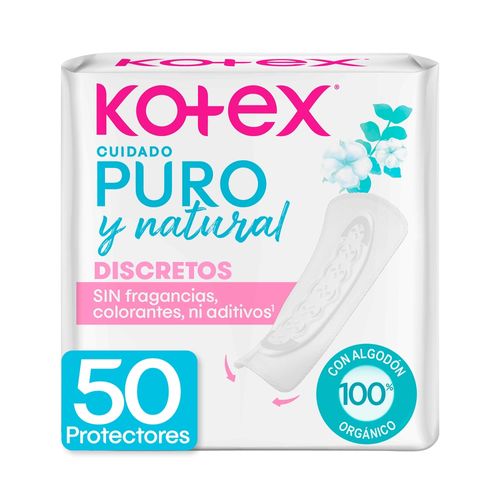 Protectores Diarios Kotex Puro y Natural Discretos -50 Uds