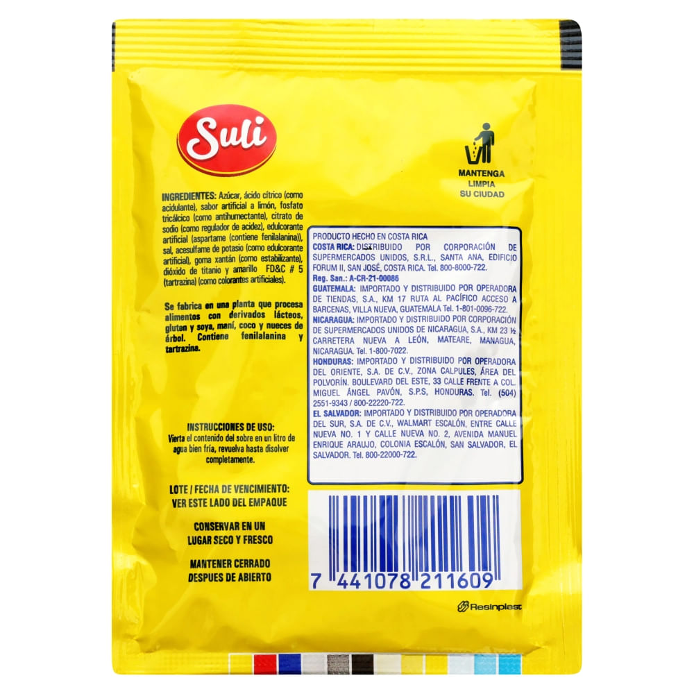 Comprar Mezcla Para Bebida Suli Sabor Limón - 27 g | Walmart El ...