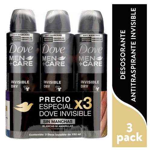 Desodorante Dove Men+Care Invisible Dry Aerosol 3 pack - 150 ml