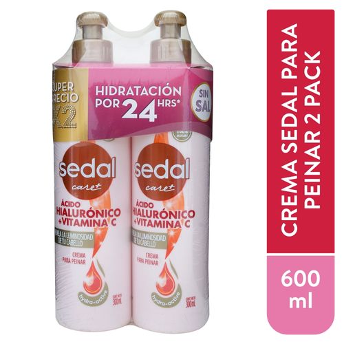 Crema para peinar Sedal con ácido hialurónico y vitamina C 2 pack - 600 ml
