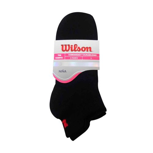 3 Pack Tin Wilson Niña Negro Gde Sin Felpa B7009