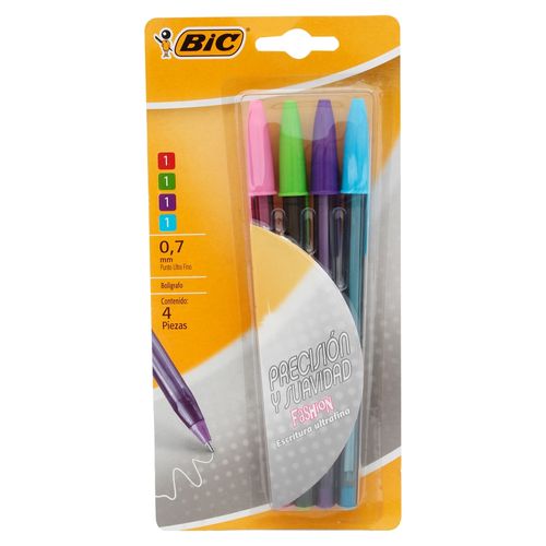 Boligrafo  Bic Precision Y Suavidad Fashion- 4 Unidades