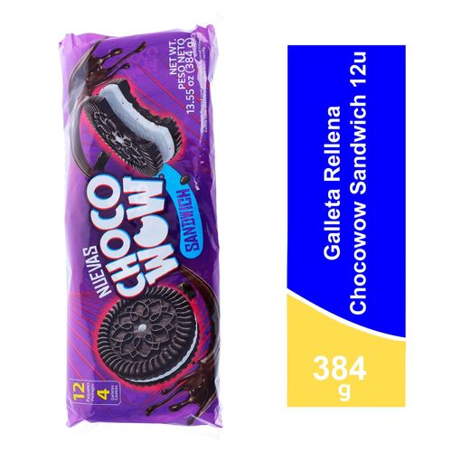 Galleta Chocowow, Rellena Sándwich 12 unidades - 384 g