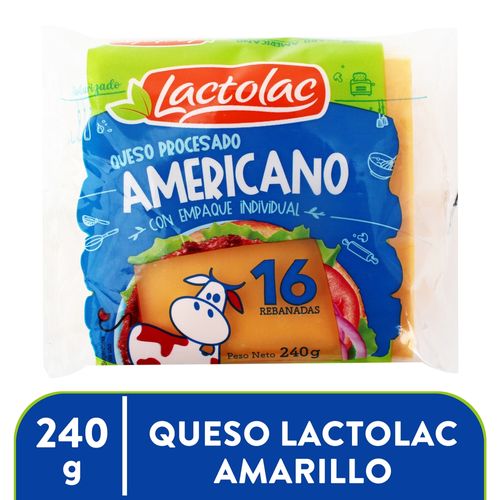 Queso Americano Lactolac amarillo procesado 16 Uds  - 240 g