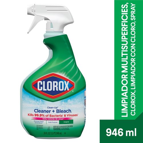 Limpiador multisuperficies, Clorox, Limpiador con cloro, spray, botella - 946 ml