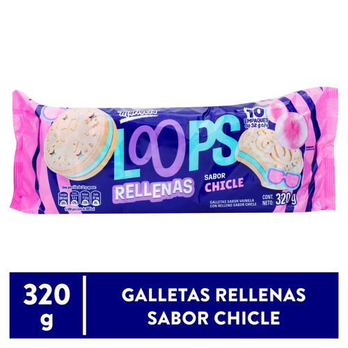 Galleta Marisela loops rellenas sabor chicle - 320 g
