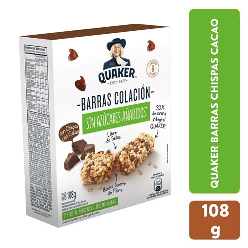 Barra Quaker Colacion Chisp Cacao 108gr