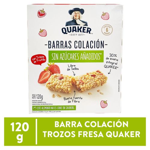 Barra Quaker Colacion Trozos Fresa 108gr