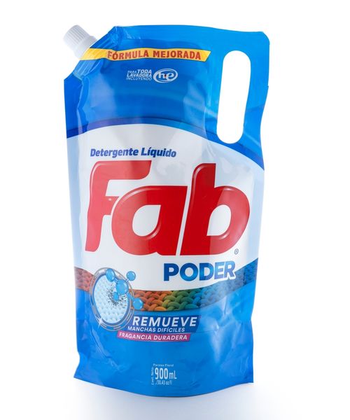 Detergente Líquido Fab Poder, Remueve Manchas Difíciles Doy Pack -  900 ml