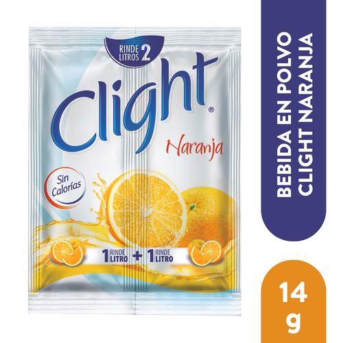 Bebida En Polvo Clight  Sin Calorías Sabor Naranja Sobre - 14g