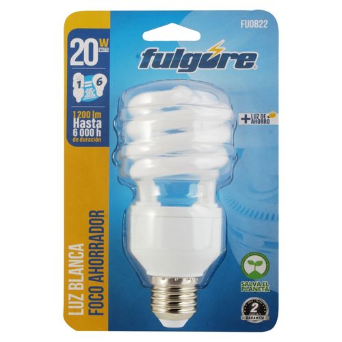 Bombillo Ahorrador De 20 Watts Luz Blanca Fulgore