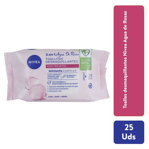 Toallitas Faciales Nivea Agua De Rosas - 25 Unidad