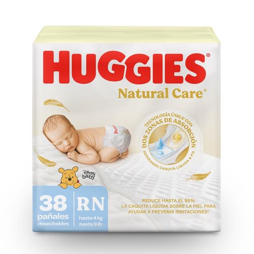 Pañales Huggies Natural Care Etapa 0/RN - 38 Uds