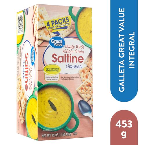 Galleta Great Value De Soda Integral 4 Pack - 453 g