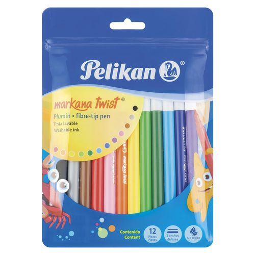 Marcador Pelikan Plumon Redondo-12 Colores